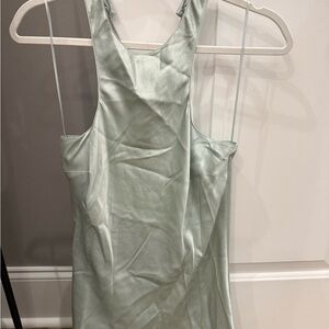 L.A.M.B. pale mint satin slip dress